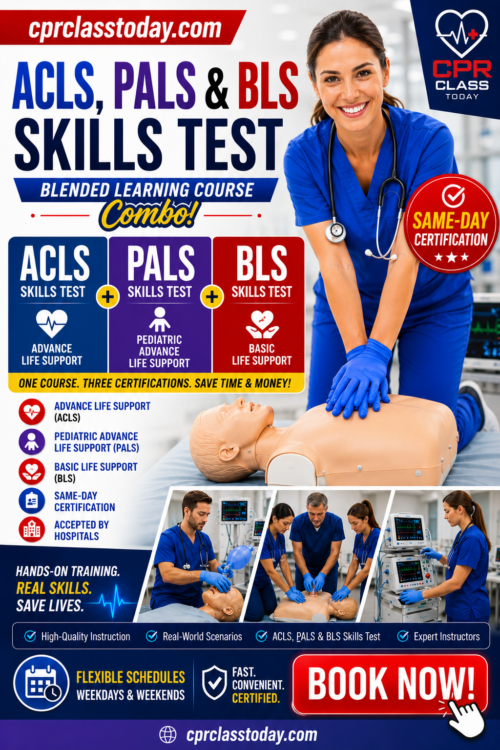 ACLS, PALS & BLS COMBO SKILLS TEST BLENDED COURSE