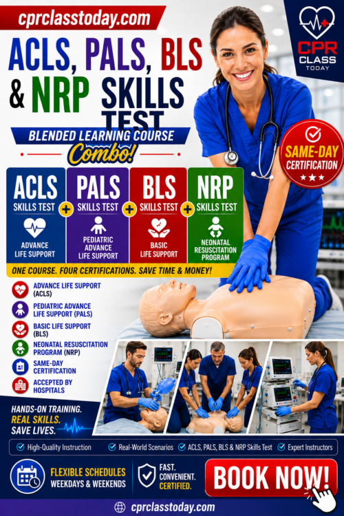 ACLS, PALS, BLS & NRP SKILLS TEST BLENDED COURSE